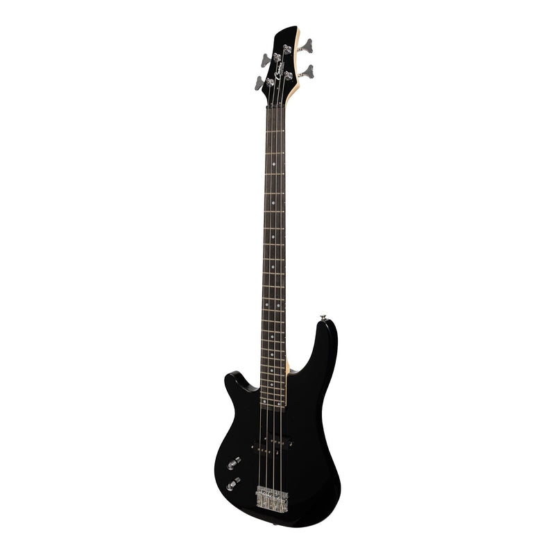 Casino '24 Series' Left Handed Tune-Style Electric Bass Guitar and 15 Watt Amplifier Pack (Black)