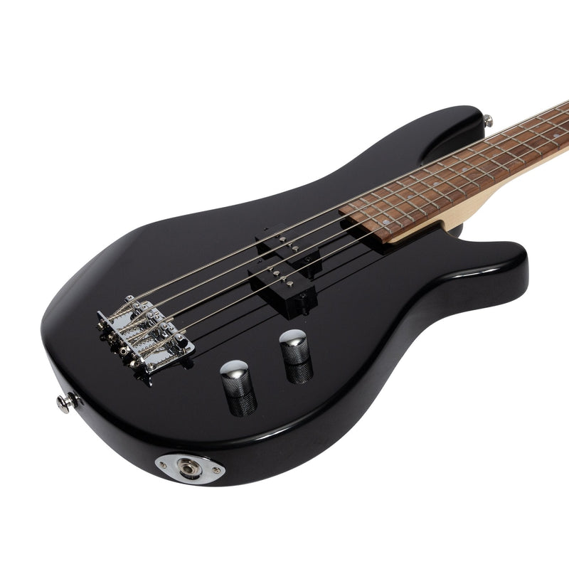 Casino '24 Series' Short Scale Tune-Style Electric Bass Guitar Set (Black)