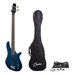 Casino '24 Series' Tune-Style Electric Bass Guitar Set (Transparent Blue)