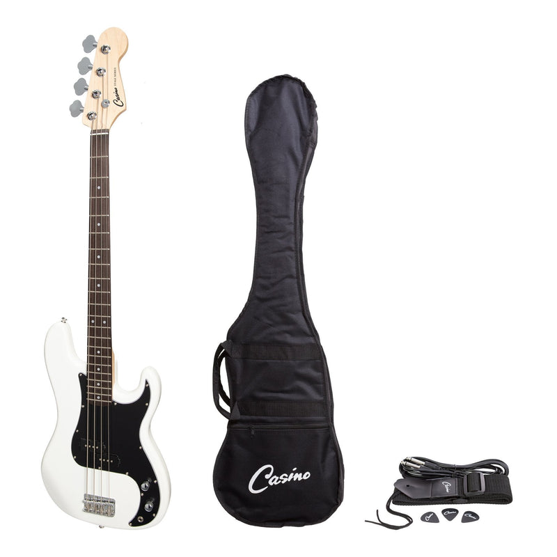 Casino P-Style Electric Bass Guitar (White)