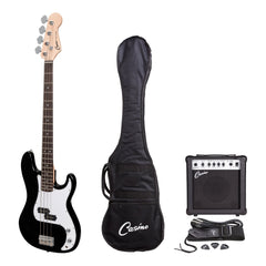 Casino P-Style Electric Bass Guitar and 15 Watt Amplifier Pack (Black)