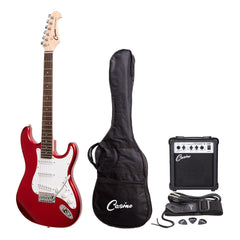 Casino ST-Style Electric Guitar and 10 Watt Amplifier Pack (Candy Apple Red)