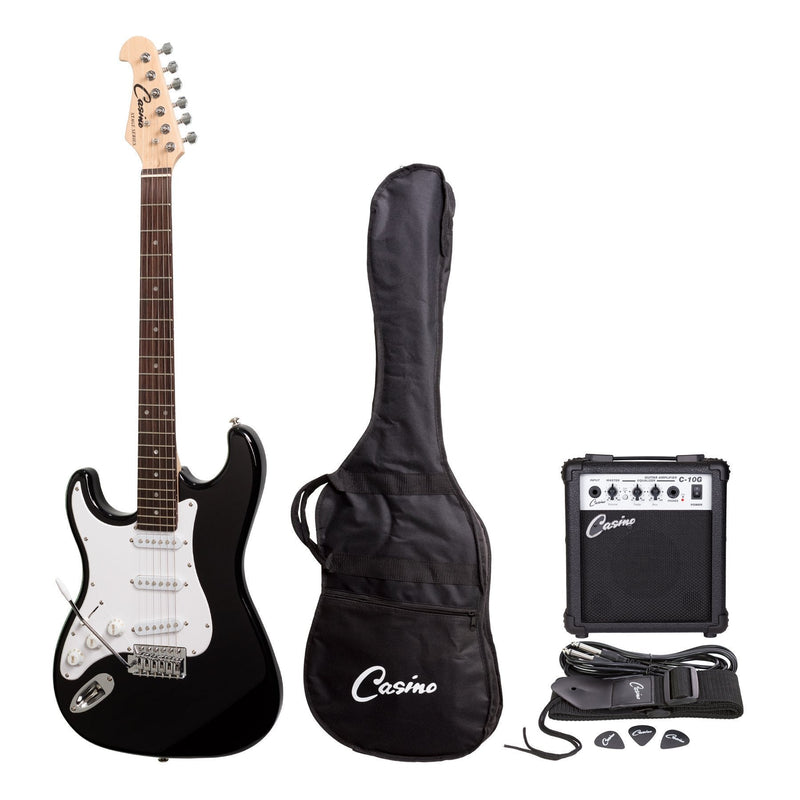 Casino ST-Style Left Handed Electric Guitar and 10 Watt Amplifier Pack (Black)