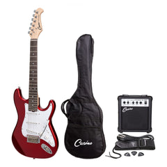 Casino ST-Style Short Scale Electric Guitar and 10 Watt Amplifier Pack (Candy Apple Red)