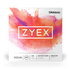 D'Addario Zyex Violin String Set with Aluminum D, 4/4 Scale, Medium Tension