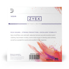 D'Addario Zyex Violin String Set, 1/8 Scale, Medium Tension