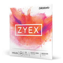 D'Addario Zyex Violin String Set, 1/8 Scale, Medium Tension