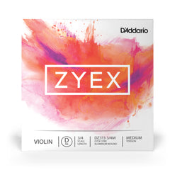 D'Addario Zyex Violin Single D String, 3/4 Scale, Medium Tension