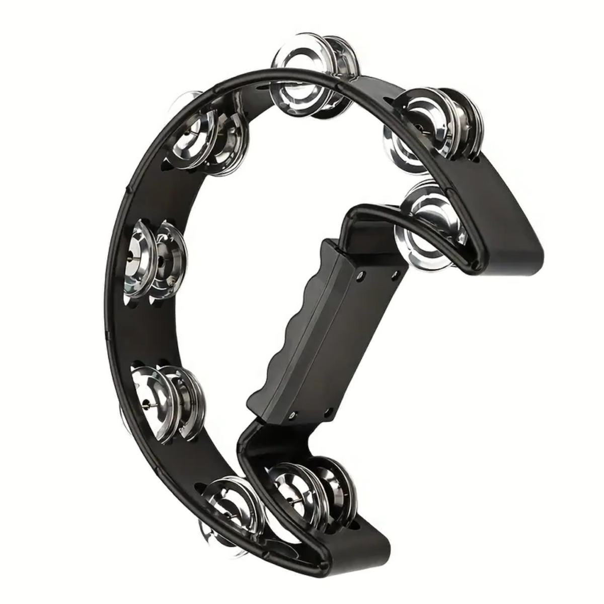 Drumfire Half Moon ABS Tambourine Single Row Jingles (Black)
