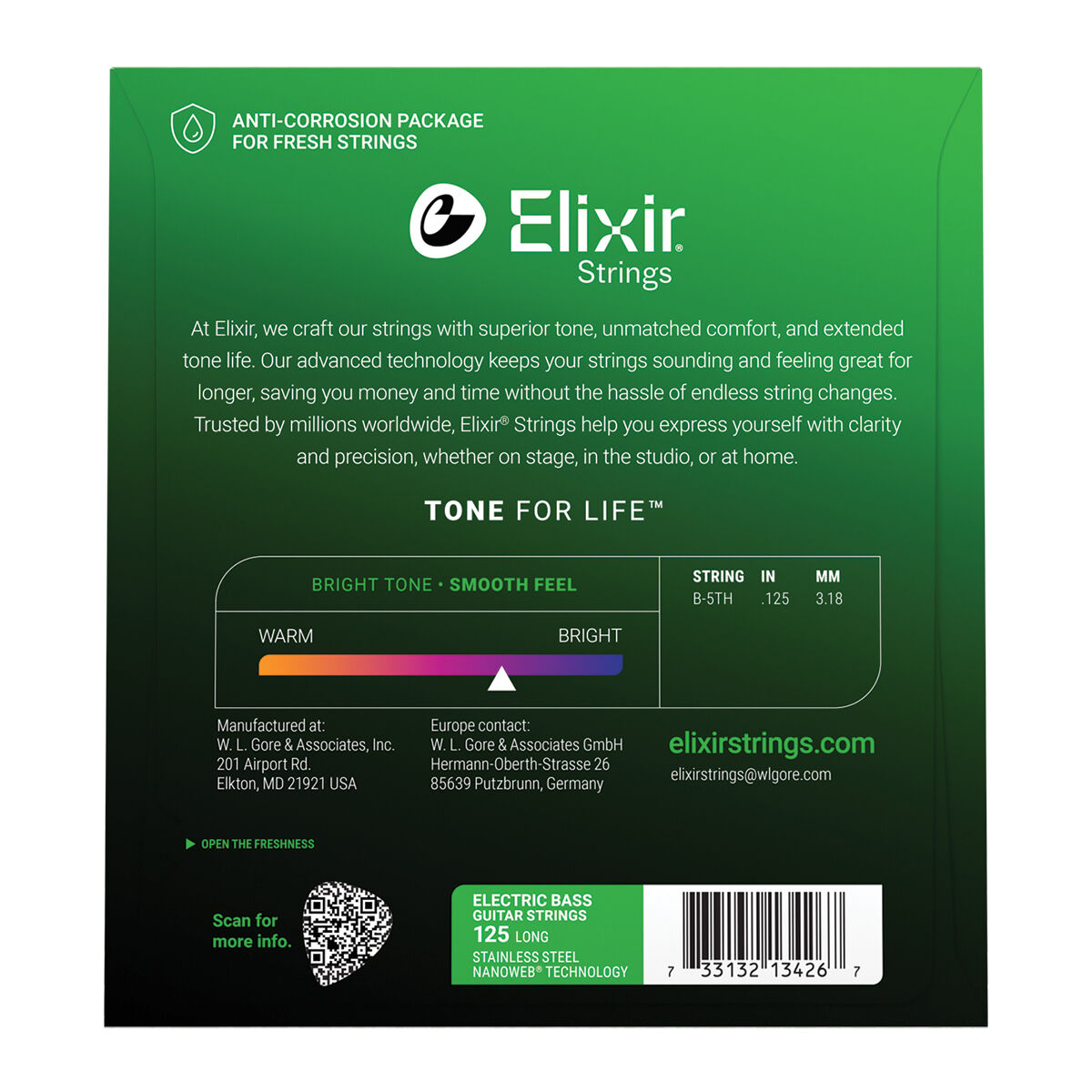 Elixir 13426 Nanoweb Single Stainless Steel Bass .125
