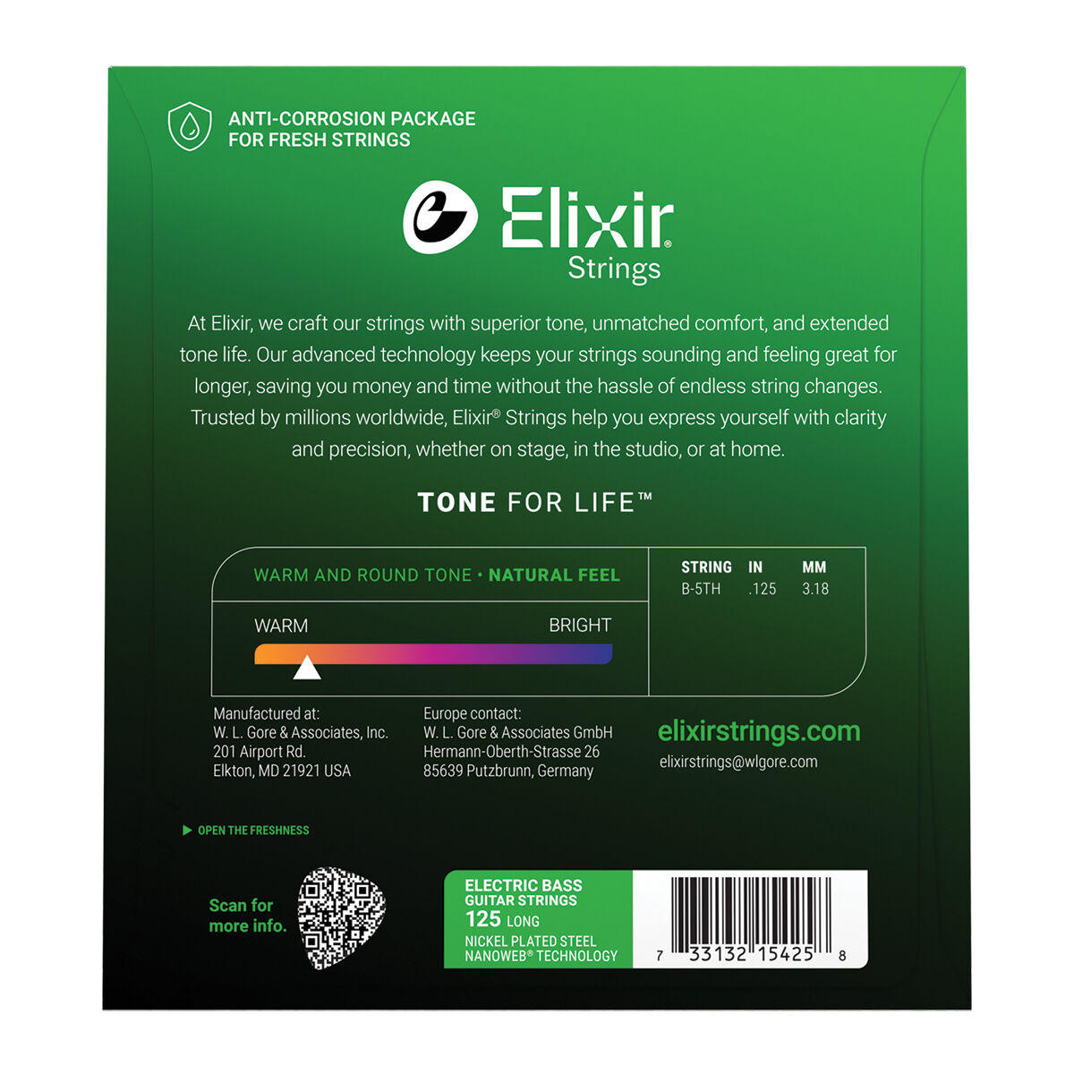Elixir 15425 Nanoweb Single Bass Super Light B .125