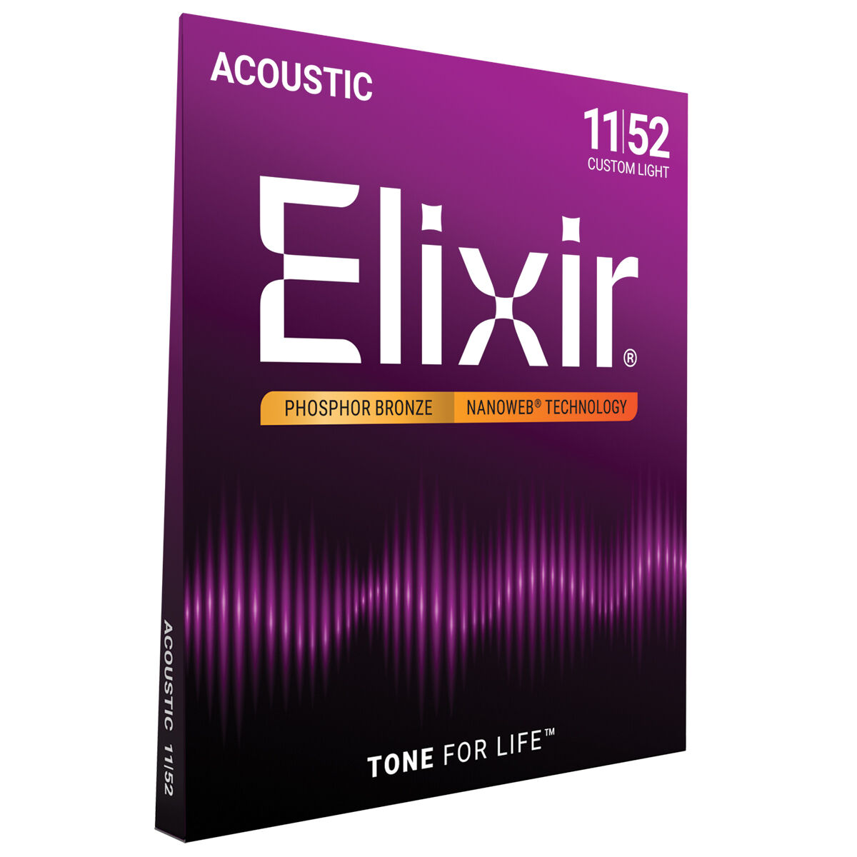 Elixir 16027 Nanoweb Phosphor Bronze Custom Light 11-52