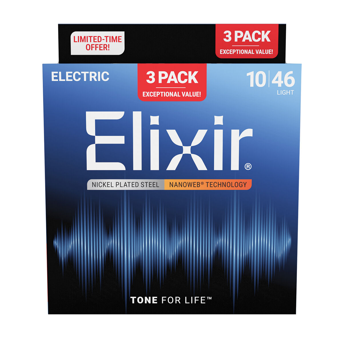 Elixir Nanoweb Electric 10-46 Light 3-Pack [E16567]