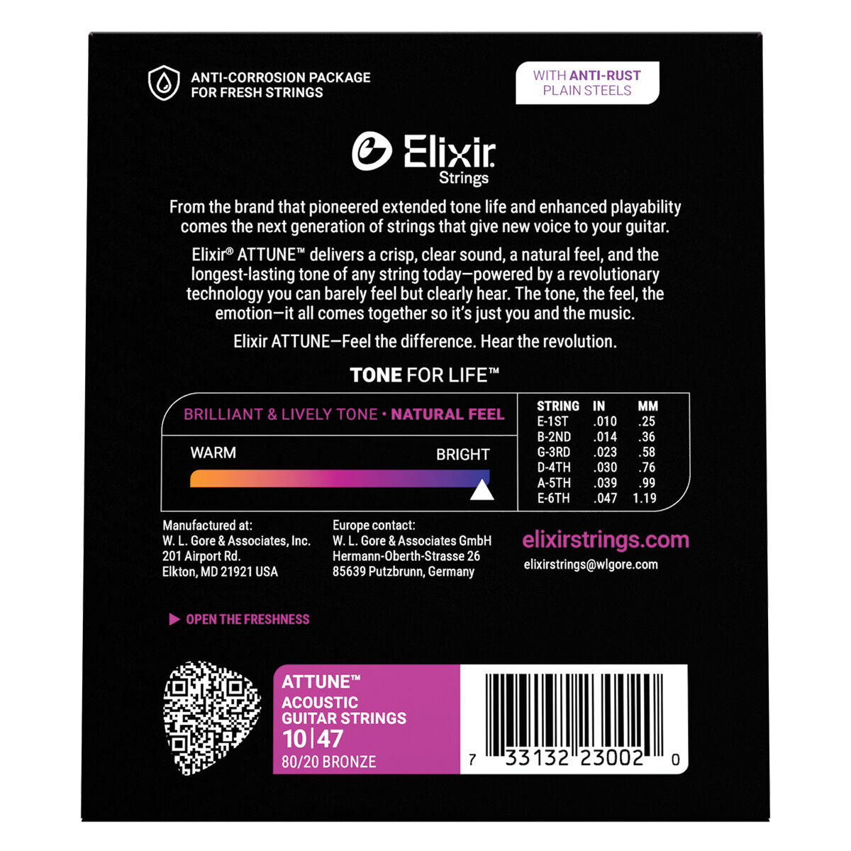 Elixir Attune 80/20 Bonze Extra Light 10-47 [E23002]