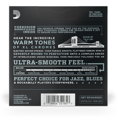 D'Addario ECG23 Chromes Flat Wound Electric Guitar Strings, Extra Light, 10-48, 3 Sets