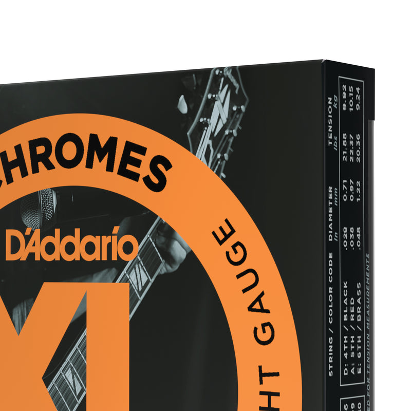 D'Addario ECG23 Chromes Flat Wound Electric Guitar Strings, Extra Light, 10-48, 3 Sets