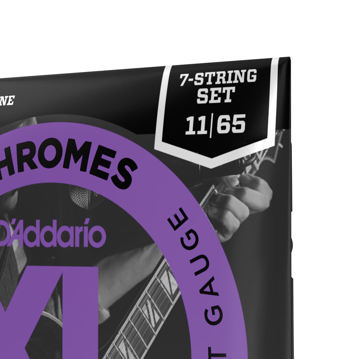 D'Addario ECG24-7 Chromes Flat Wound 7-String Electric Guitar Strings, Jazz Light, 11-65