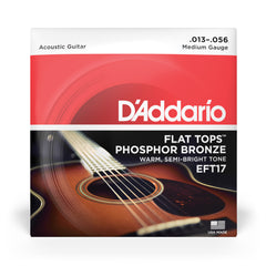 D'Addario EFT17 Flat Tops Phosphor Bronze Acoustic Guitar Strings, 13-56