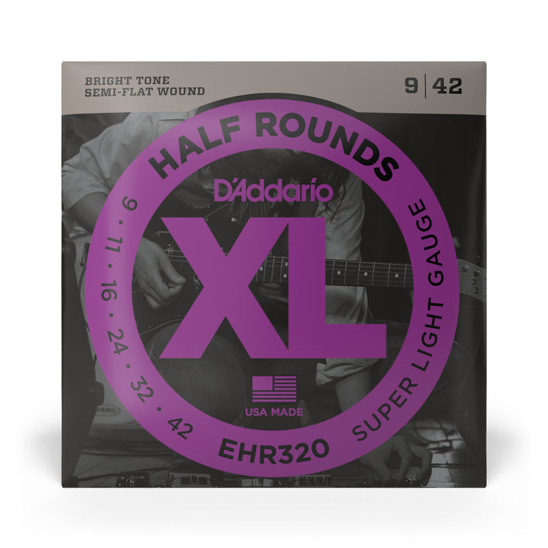 D'Addario EHR320 Half Round Electric Guitar Strings, Super Light, 9-42