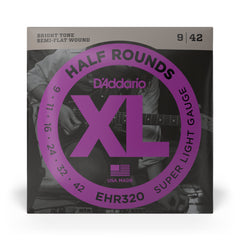 D'Addario EHR320 Half Round Electric Guitar Strings, Super Light, 9-42