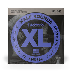 D'Addario EHR350 Half Round Electric Guitar Strings, Jazz Light, 12-52