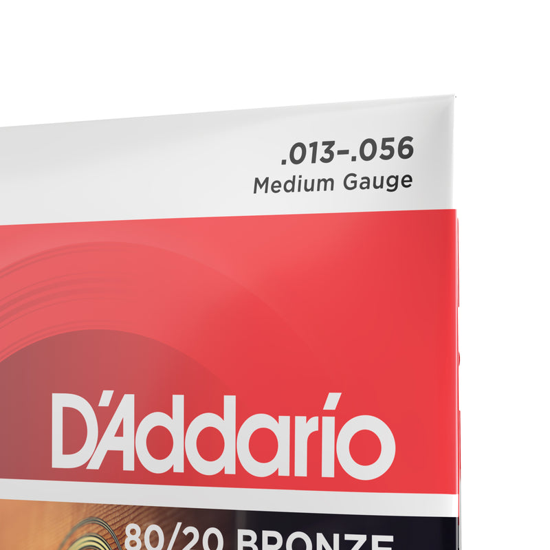 D'Addario EJ12 80/12 Bronze Acoustic Guitar Strings, Medium, 13-56