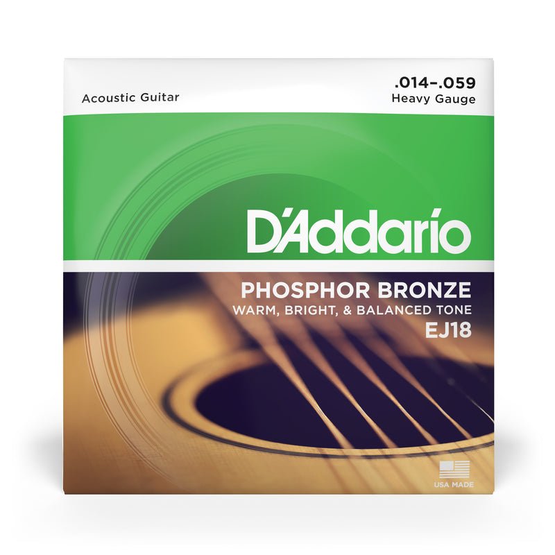 D'Addario EJ18 Phosphor Bronze Acoustic Guitar Strings, Heavy, 14-59