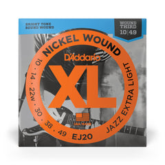 D'Addario EJ20 Nickel Wound Electric Guitar Strings, Jazz Extra Light, 10-49