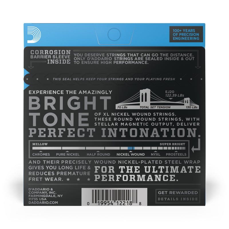 D'Addario EJ20 Nickel Wound Electric Guitar Strings, Jazz Extra Light, 10-49