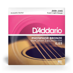 D'Addario 9-45 Super Light, Phosphor Bronze Acoustic Guitar Strings