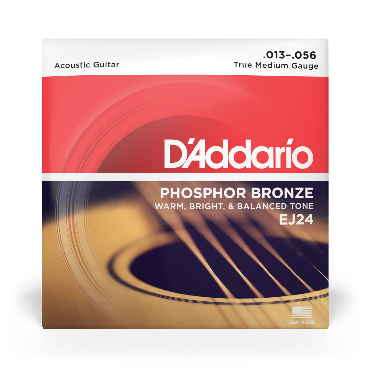 D'Addario EJ24 Phosphor Bronze Acoustic Guitar Strings, True Medium, 13-56