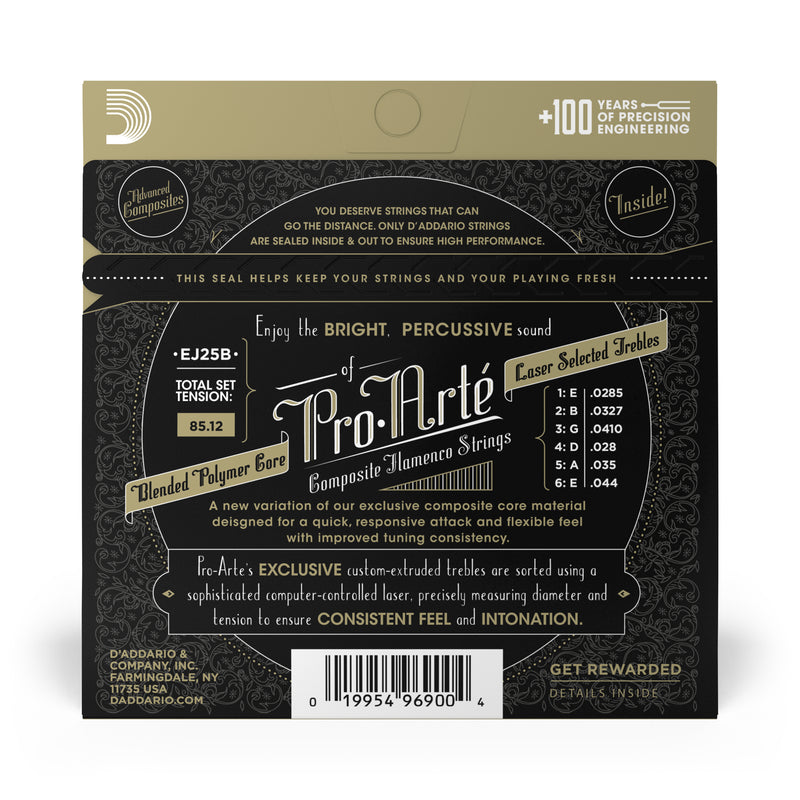 D'Addario EJ25B Pro-Arte Black Nylon Composite Flamenco Guitar Strings