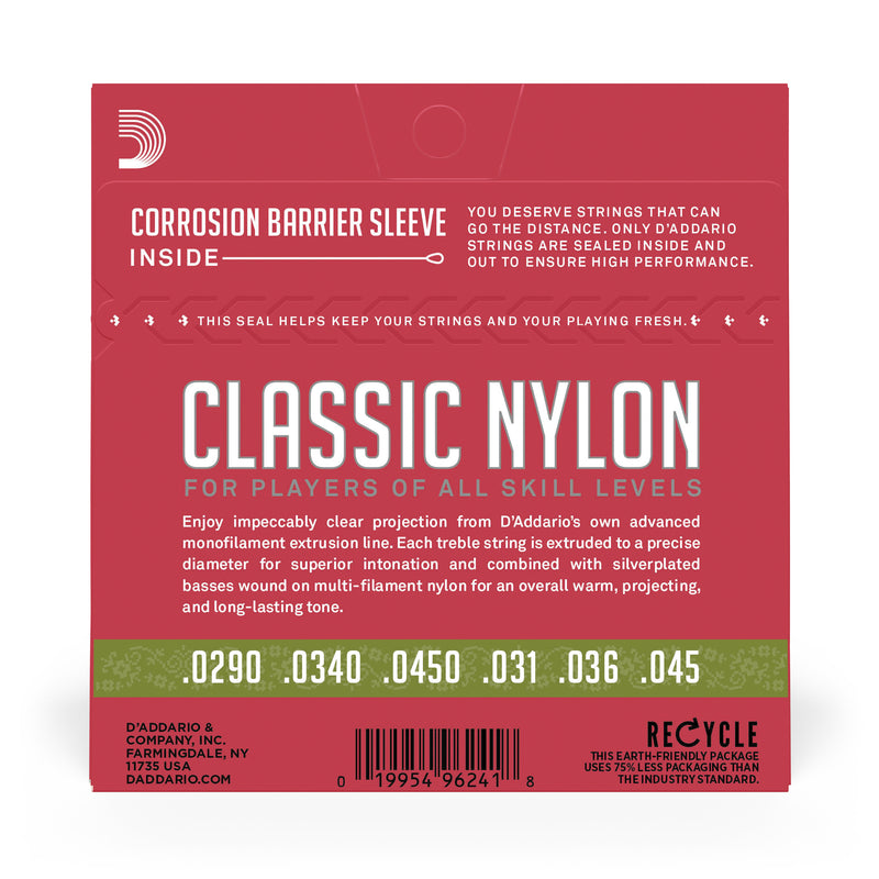 D'Addario EJ27N 1/2 Student Nylon Fractional Classical Guitar Strings, Normal Tension