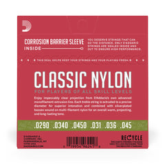 D'Addario EJ27N 1/2 Student Nylon Fractional Classical Guitar Strings, Normal Tension