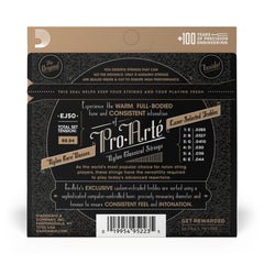 D'Addario EJ50 Pro-Arte Black Nylon Classical Guitar Strings, Hard Tension