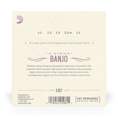 D'Addario EJ57 5-String Banjo Strings, Nickel, Custom Medium, 11-22
