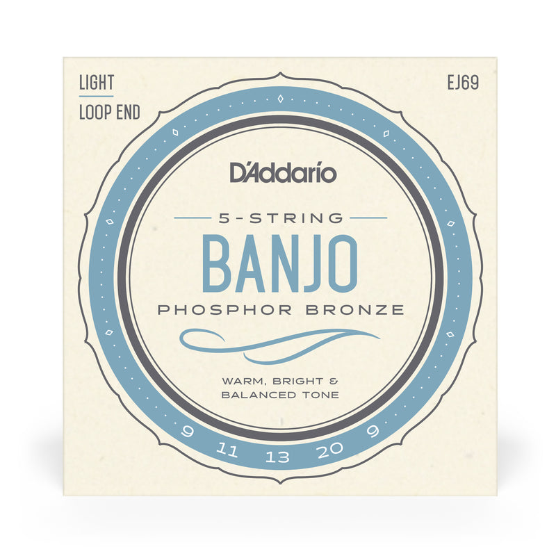 D'Addario EJ69 5-String Banjo Strings, Phosphor Bronze, Light, 9-20