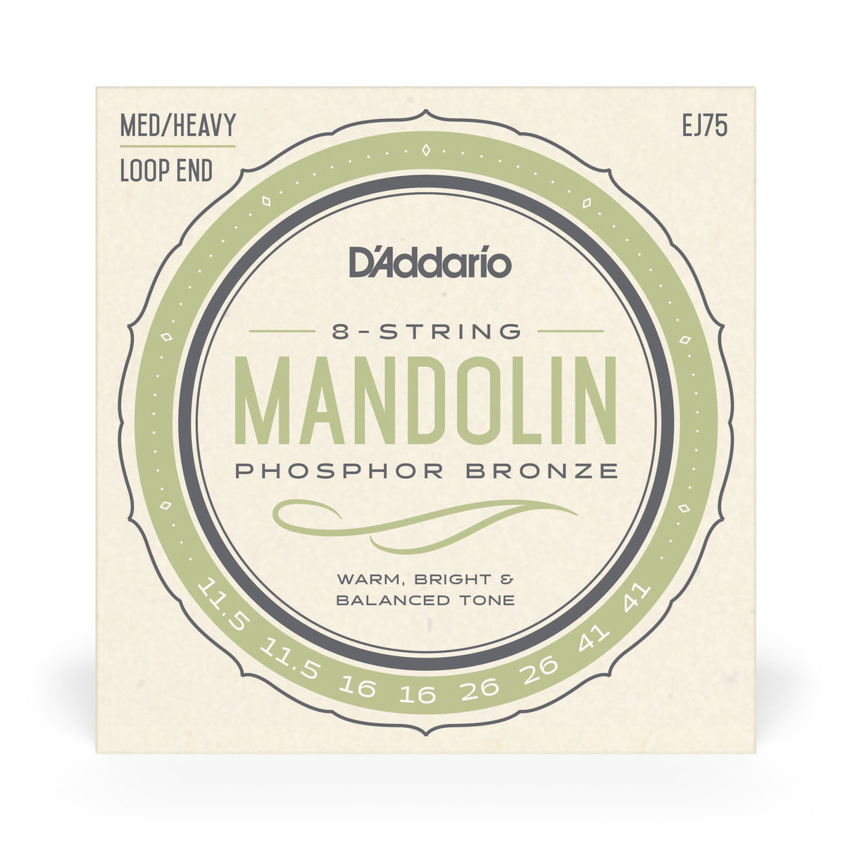 D'Addario EJ75 Mandolin Strings, Phosphor Bronze, Medium/Heavy, 11.5-41