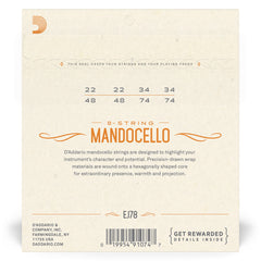 D'Addario J78 Phosphor Bronze Mandocello Strings, 22-74