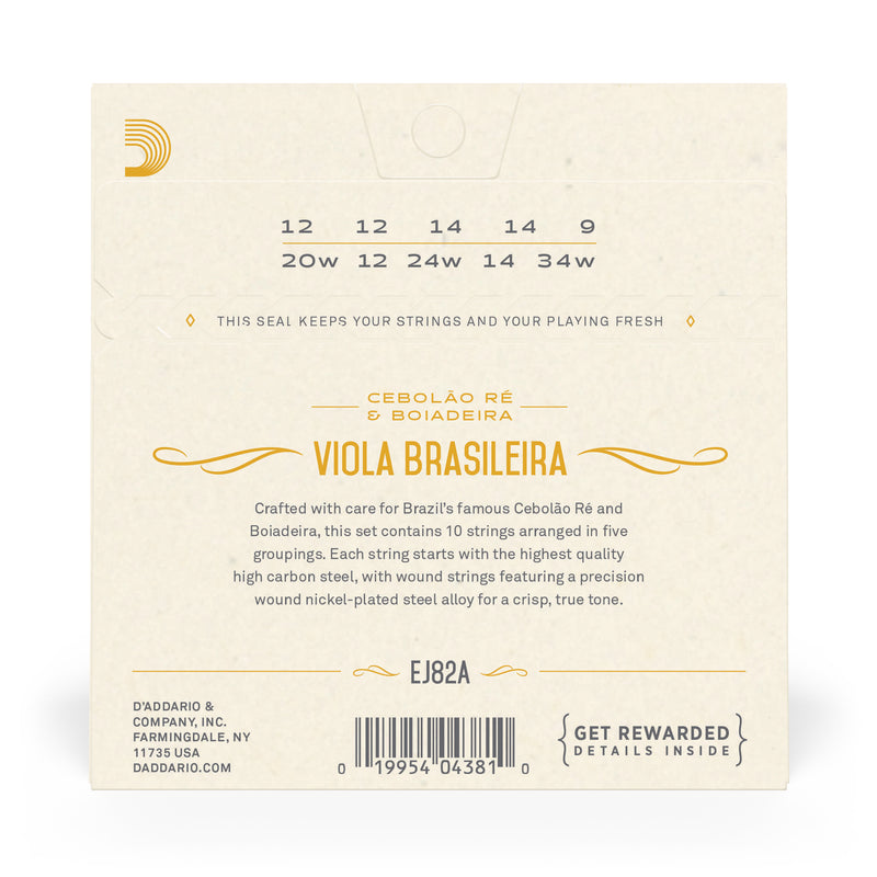 D'Addario EJ82A Viola Brasileira Set, Cebolao Re and Boiadeira