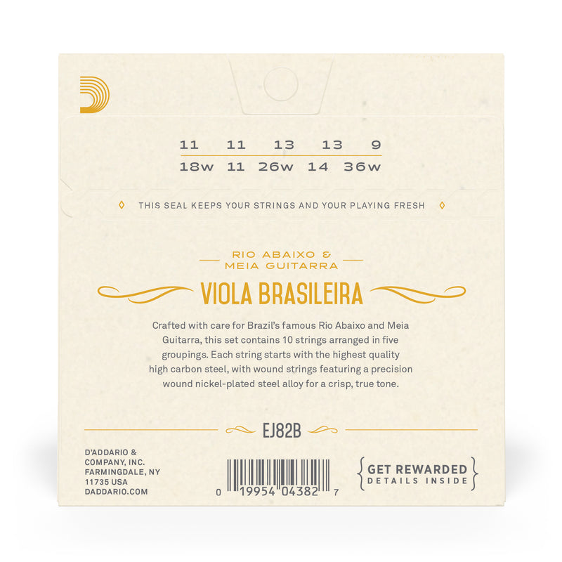 D'Addario EJ82B Viola Brasileira Set, Rio Abaixo and Meia Guitarra