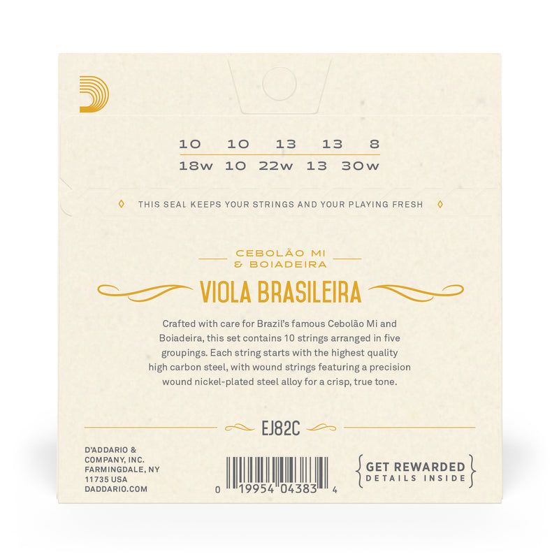 D'Addario EJ82C Viola Brasileira Set, Cebolao Mi and Boiadeira