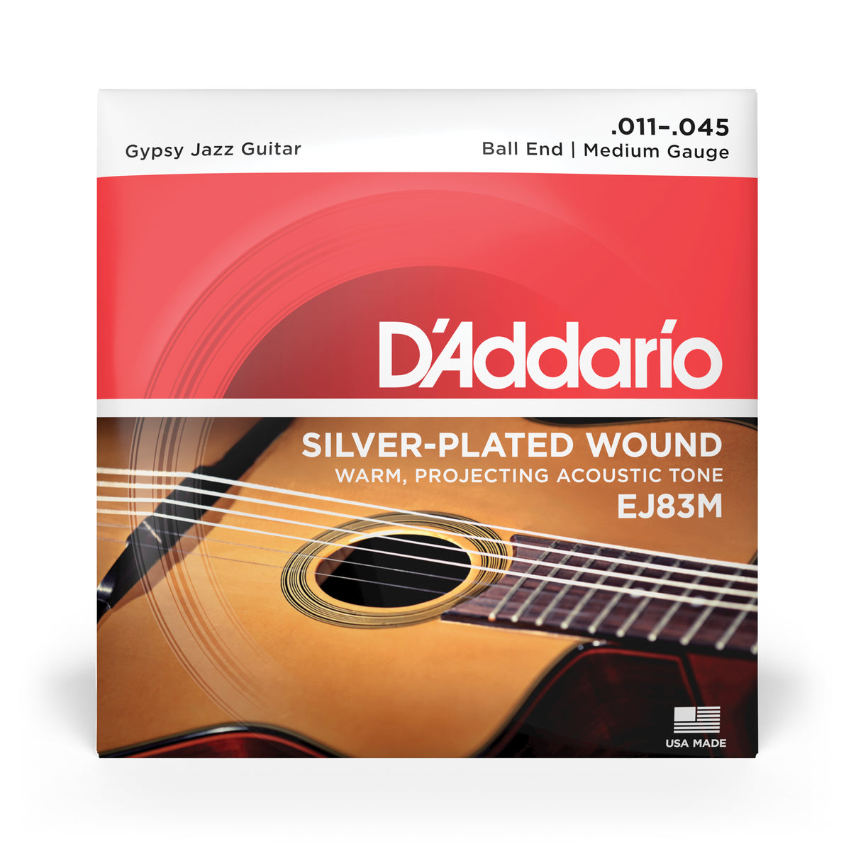 D'Addario EJ83M Gypsy Jazz Acoustic Guitar Strings, Ball End, Medium, 11-35