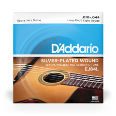 D'Addario EJ84L Gypsy Jazz Acoustic Guitar Strings, Loop End, Light, 10-44