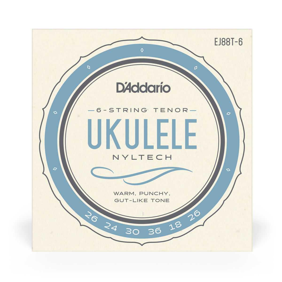 D'Addario EJ88T-6 Nyltech Ukulele Strings, 6-String Tenor