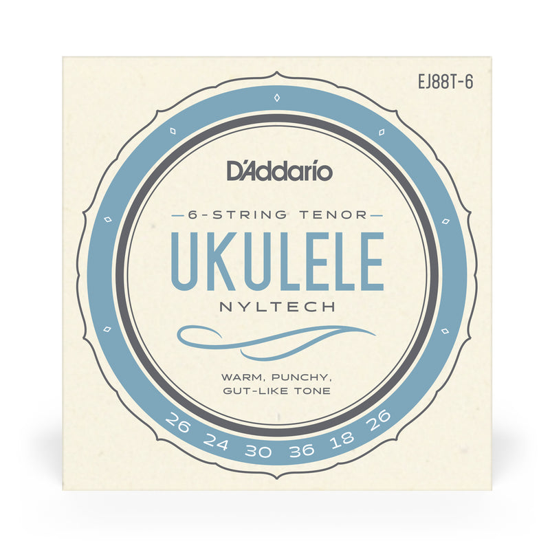 D'Addario EJ88T-6 Nyltech Ukulele Strings, 6-String Tenor