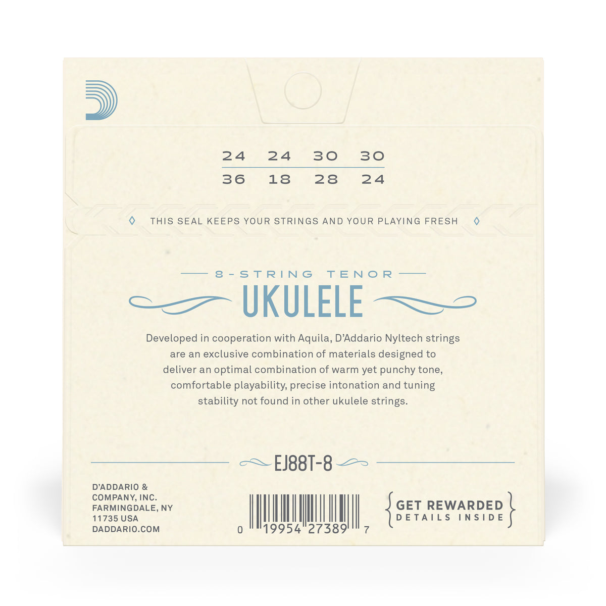 D'Addario EJ88T-8 Nyltech Ukulele Strings, 8-String Tenor