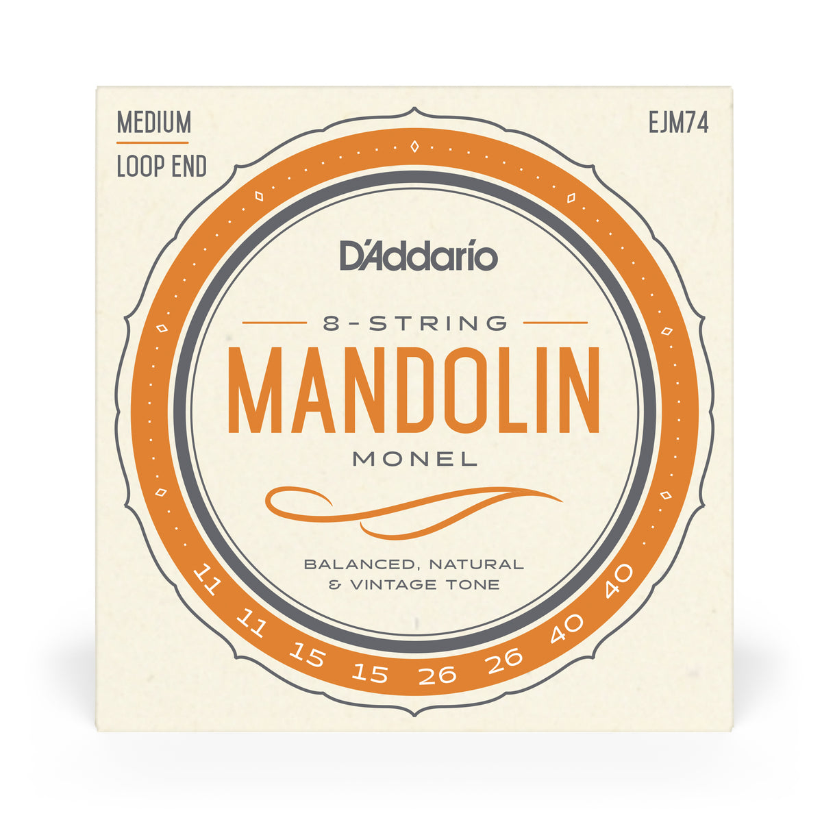 D'Addario EJM74 Monel Mandolin Strings, Medium, 11-40