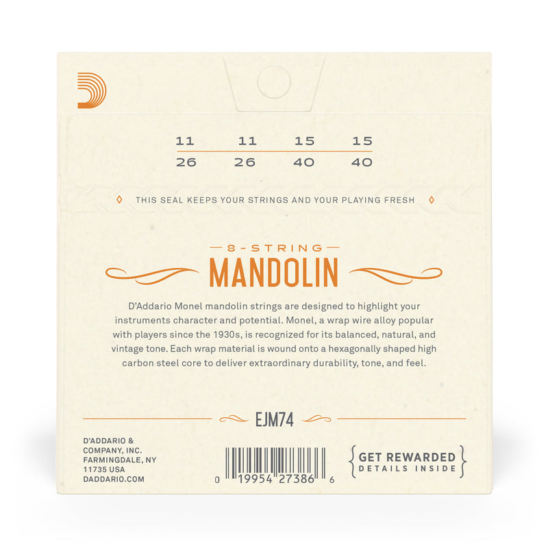 D'Addario EJM74 Monel Mandolin Strings, Medium, 11-40