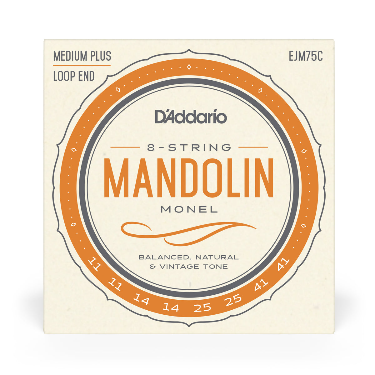 D'Addario EJM75C Monel Mandolin Strings, Medium Plus, 11-41